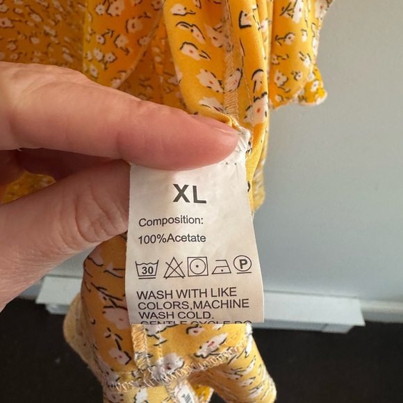 Yellow Floral Wrap Dress | Midi | Size XL - Picture 3 of 5